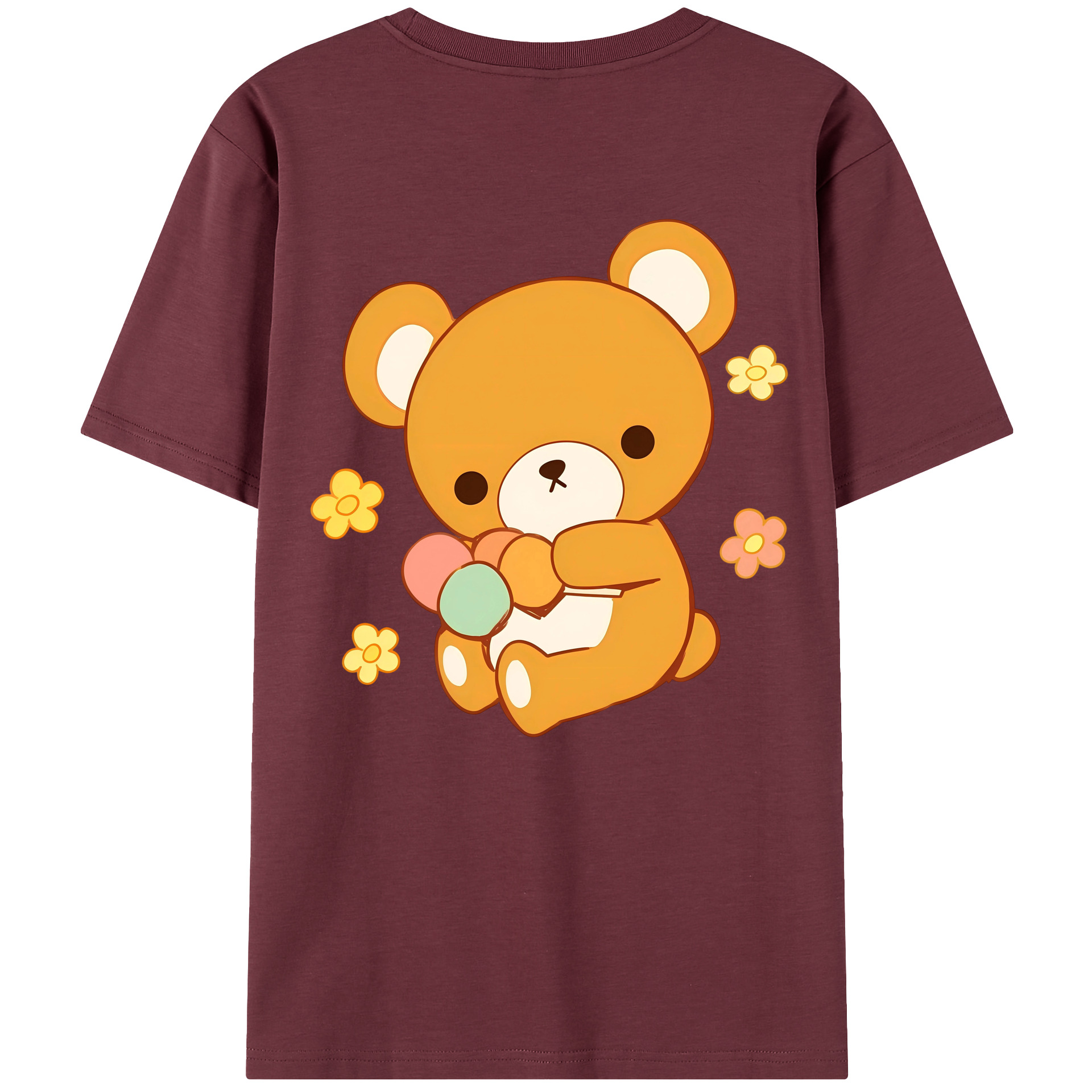 （画像用） リラックマ リラックマ キイロイトリ Rilakkuma Korilakkuma Kiiroitori 綿100％半袖Tシャツ（背面プリント）